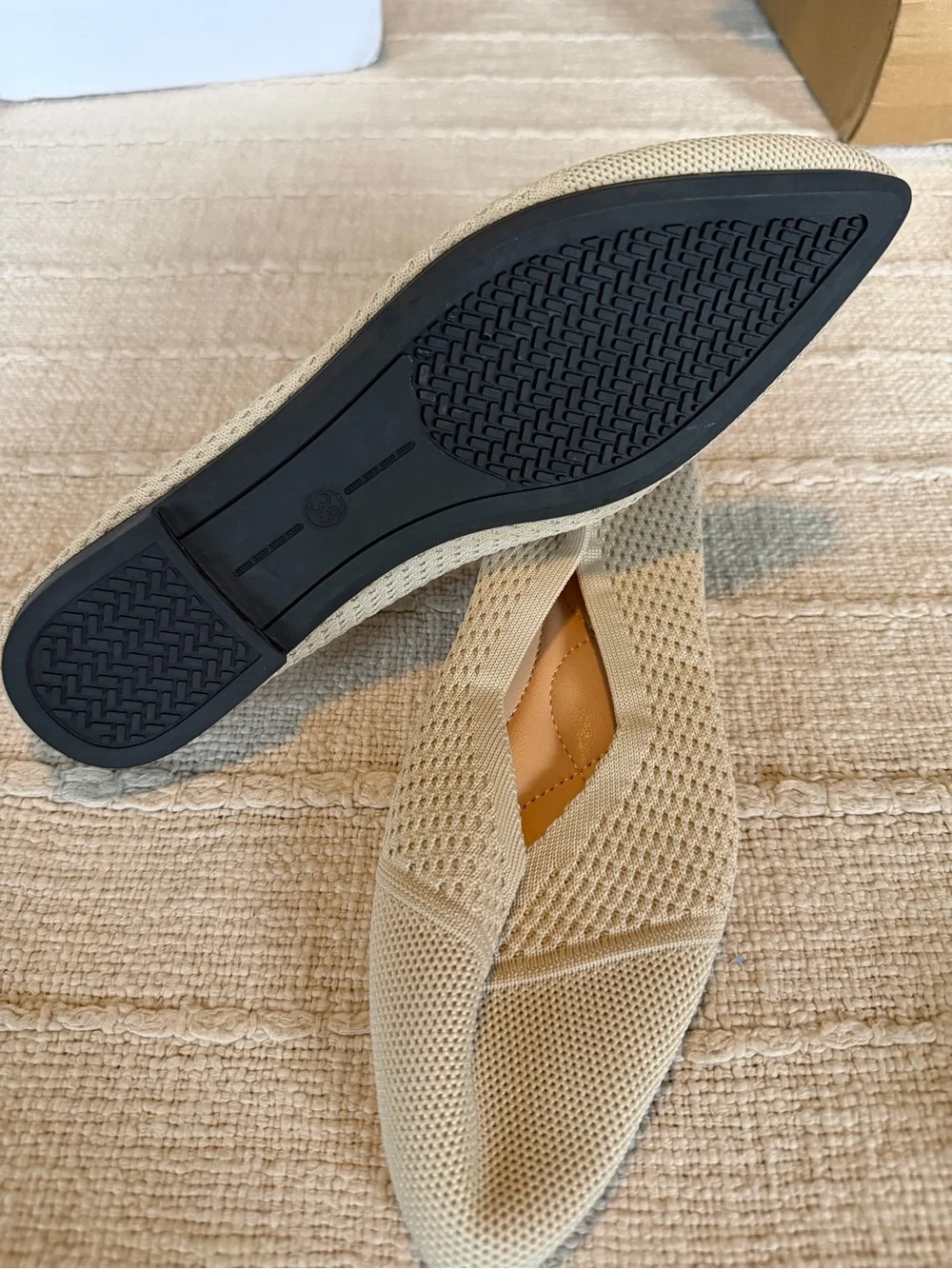 Women’s Slip-On Knit Pointed Flats - Cream